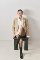 No Collar Tailored Jacket_Beige