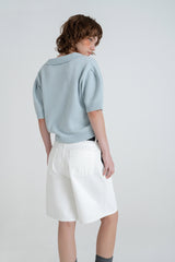 Vanilla frill knit_skyblue