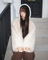 Sell Teddy Fur Color-Block quilted lining  Hooded Zip-Up Jumper