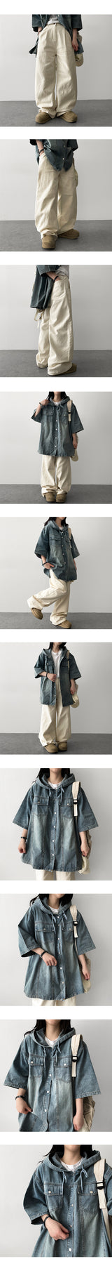 Tiller back banding spandex tight pintuck pleated cotton wide pants