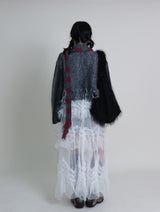 Gamants coloring gradation fringe long-sleeve cropped wool knitwear