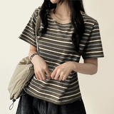 ロビンカラーストライプダンガラ半袖Tシャツ