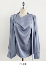 Elnon Drape Satin Tie Blouse