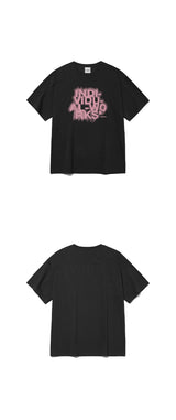 Blur Effect Round T-Shirt-Black