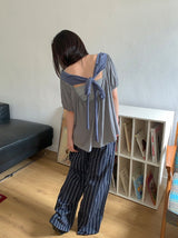 26SS★ [BAONHAUS] モートレンストライプリネンバンドパンツ