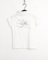 Send vintage flower half-turtleneck sleeveless T-shirt