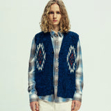 chimayo pattern brushed knit vest navy