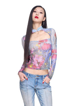 Floral Print Qipao Top