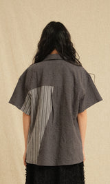 Ethnic Coloring Open Collar Shirts Grey (Ver. 26ss)