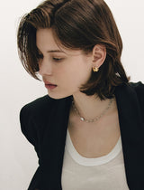 26SS★ [Premium Plating] H Edition AB Round Tag Chain Necklace