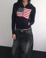 USA knit hood jumper