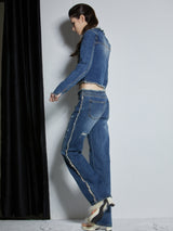  FRINGED DENIM PANTS