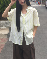 [MADE] バインズ ストライプ シアー ショートスリーブ シャツ