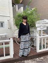 FADE CHECK MAXI SKIRT (2C)