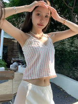 Mini heart V-neck sleeveless tee