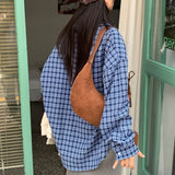 [Same-day shipping🚚/Jangmaru look☔] ボウオーバーフィットボクシーロングスリーブチェッカードシャツ 2 colors