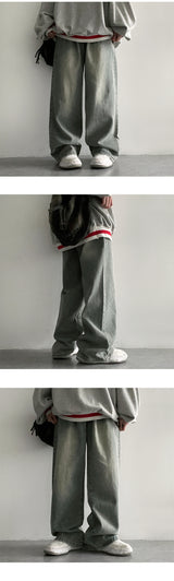 Lese pintuck wide denim pants
