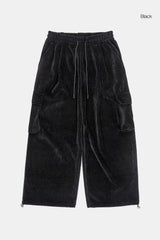 Soft corduroy wide cargo banding pants