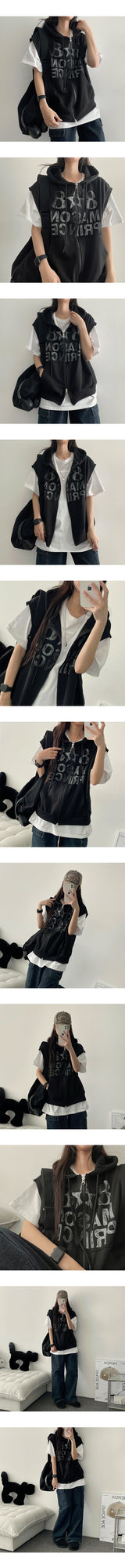 Poltet Two-Way Hooded Vest Zip-Up