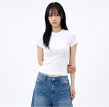 ストレッチコットンスリムショートスリーブTシャツ ホワイト