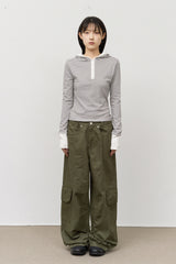 (W) Spell Striped Hooded Top