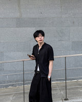 レールショートスリーブニットジップアップ