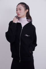 Raglan 2way Hood Zip-up (BLACK)