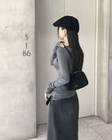 マロンレイヤードスタイルキャミソールセットロングスリーブTシャツ
