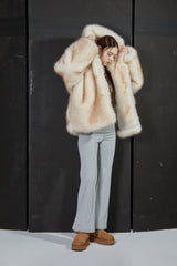 TWO TONE FUR JACKET -IVORY