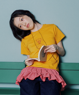 キャットガールスリムTシャツ - イエロー