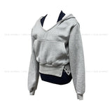 POEN Slit Button Halter Layered Hoodie