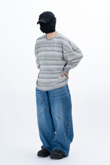 Lable Incision Line Wide Denim