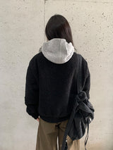 Sanpori Quilted Boucle Fur Collar Short Jacket