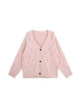 Pink laze oversized-fit knit cardigan