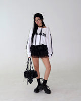 Lace Choker Muffler Set Cropped Sweatshirt