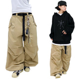 wide-parasuit buckle pants