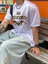 Glossy lettering short sleeves 2C