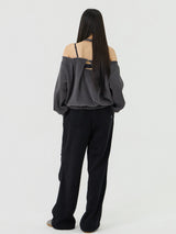 Chin Non-Obi Low-Rise Pants, Black