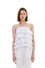 VIVA FRILL TOP SKIRT / WHITE