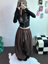 FUR🤎🧸CROPPED HALF PRINTING JUMPER ZIP UP🩶🖤2COLOR