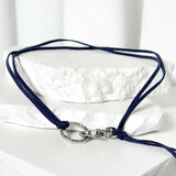 Suede string lettering necklace_blue