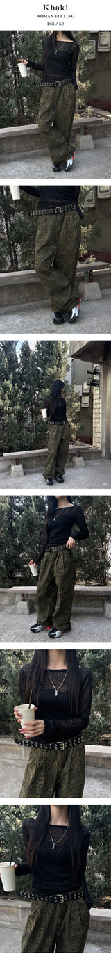 [Unisex] ツータックレオパードパンツ(3color)