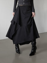 Beon Drape Unbalanced Flared Skirt