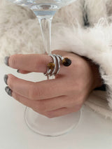 Tiger eyes spring silver ring