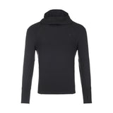 SLIT LONG SLEEVE HOODIE [BLACK]