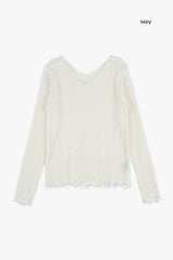 Linda wool damage V-neck knit