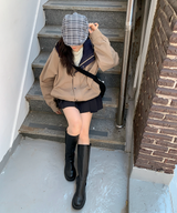 About Colorful Hood Bomber Jacket