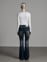 [mnem] incision low bootcut denim (blue)