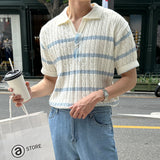LMN Wanted Dangara Open Collar Twisted Short Sleeve Knitwear (2 colors)
