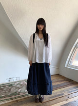 パールニーバンディングフリルバルーンロングスカート